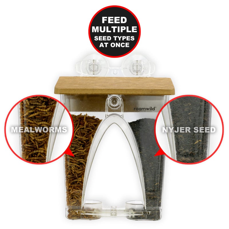 Roamwild Beautiful Arch Window Wild Bird Feeder with Huge 4LBS Capacity & Ultra Strong Dual Suction Technology for Outdoors with Drainage Holes & Window Protectors - Image 2
